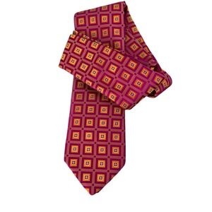 Ted Baker Silk Tie Pink/Orange Square‎ Design